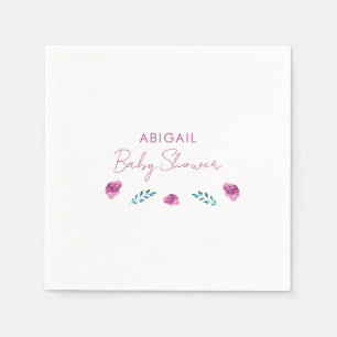 Purple Floral Baby Shower Cocktail Napkins