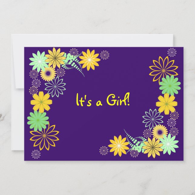 Purple Floral  Baby Shower Invitation (Front)