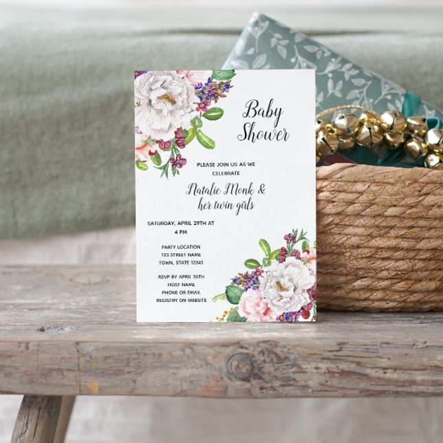 Purple Floral Baby Shower Invitation (Creator Uploaded)
