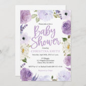 Purple Floral Baby Shower Invitations (Front/Back)