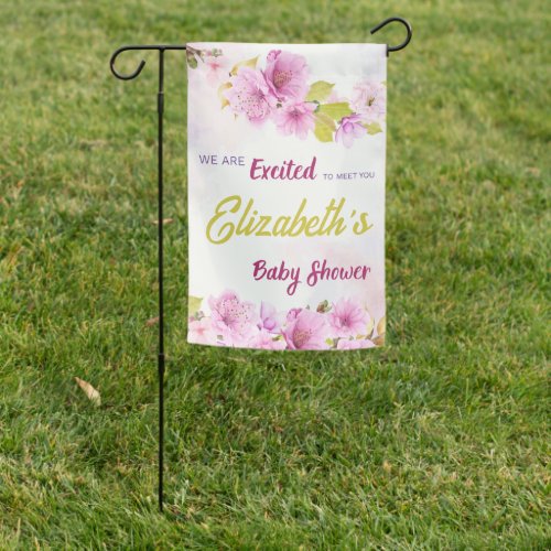Purple Floral Baby Shower Personalized Name Garden Flag