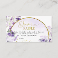 Purple Floral Baby Shower Tea Diaper Raffle Card