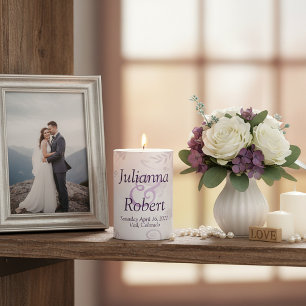 Purple floral background  wedding  pillar candle