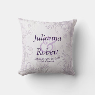 Purple floral background wedding throw pillow