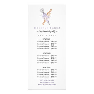 Purple Floral Bakery Service Price  Rack Card