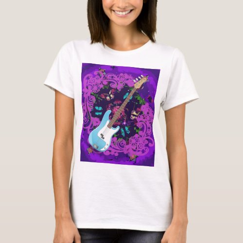 Purple Floral Bass Guitar New Balance Workout Top