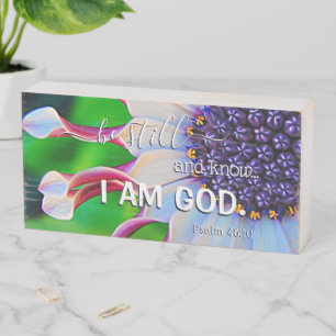 Purple Floral Be Still Know I Am God Inspirational Wooden Box Sign