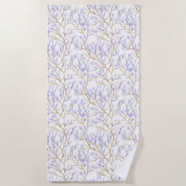 Purple Floral Beach Towel (Front)