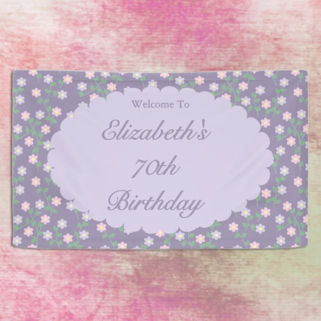 Purple Floral Birthday Banner (Creator Uploaded)