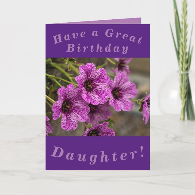 Purple Floral Birthday Card for Daughter (Front)