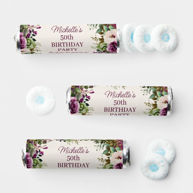 Purple Floral Birthday Thank You  Breath Savers® Mints (Assorted)