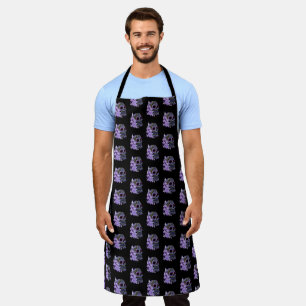 Purple Floral Black Sugar Skull Day Of The Dead Apron