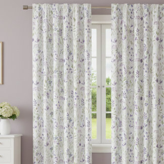 Purple Floral Blackout Curtains