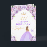 Purple Floral Blonde Hair Girl Happy Birthday Card<br><div class="desc">This elegant and glamorous birthday card can be personalized with a name or title such as daughter, granddaughter, niece, friend etc. The design features a beautiful princess with blonde hair in a light purple ball gown. The text combines handwritten script and modern sans serif fonts for a classy and sophisticated...</div>