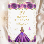Purple Floral Blonde Hair Girl Happy Birthday Card<br><div class="desc">This elegant and glamorous birthday card can be personalized with a name or title such as daughter, granddaughter, niece, friend etc. The design features a beautiful princess with blonde hair and fair skin in a dark purple ball gown. The text combines handwritten script and modern sans serif fonts for a...</div>