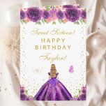 Purple Floral Blonde Hair Girl Sweet Sixteen Card<br><div class="desc">This elegant and glamorous sweet sixteen birthday card can be personalized with a name or title such as daughter, granddaughter, niece, friend etc. The design features a beautiful princess with blonde hair and fair skin in a dark purple ball gown. The text combines handwritten script and modern sans serif fonts...</div>