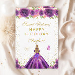 Purple Floral Blonde Hair Girl Sweet Sixteen Card<br><div class="desc">This elegant and glamorous sweet sixteen birthday card can be personalized with a name or title such as daughter, granddaughter, niece, friend etc. The design features a beautiful princess with blonde hair and fair skin in a dark purple ball gown. The text combines handwritten script and modern sans serif fonts...</div>