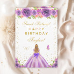 Purple Floral Blonde Hair Girl Sweet Sixteen Card<br><div class="desc">This elegant and glamorous sweet sixteen birthday card can be personalized with a name or title such as daughter, granddaughter, niece, friend etc. The design features a beautiful princess with blonde hair and fair skin in a purple ball gown. The text combines handwritten script and modern sans serif fonts for...</div>