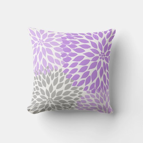 Purple Floral Bloom baby nursery Throw Pillow