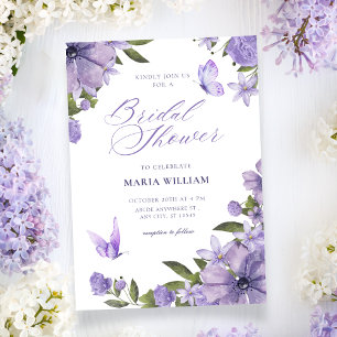 Purple floral bloom bridal shower invitation