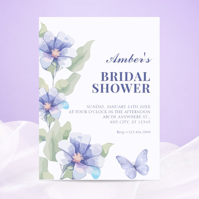 Purple floral bloom bridal shower invitation (Creator Uploaded)