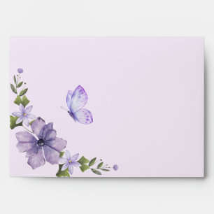 Purple floral bloom butterfly envelope