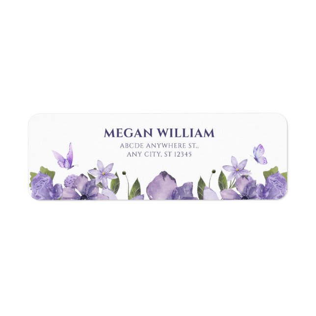 Purple floral bloom butterfly label (Front)
