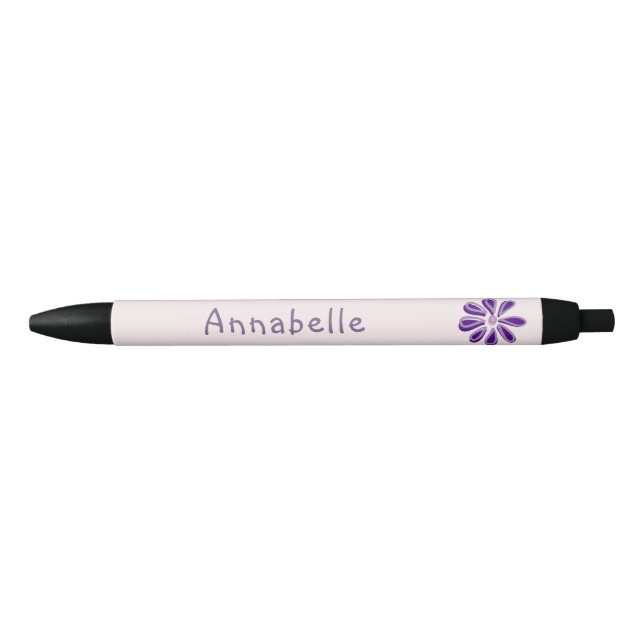 Purple Floral Bloom Doodle Your Name Pen (Front)