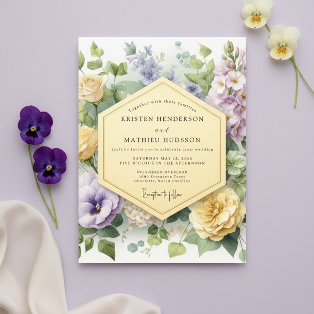 Purple Floral Bloom Wedding Invitation (Creator Uploaded)