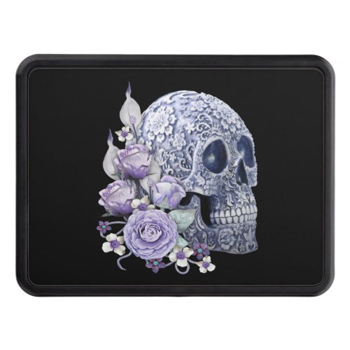 Purple Floral Blue Sugar Skull Day Of The Dead Hitch Cover