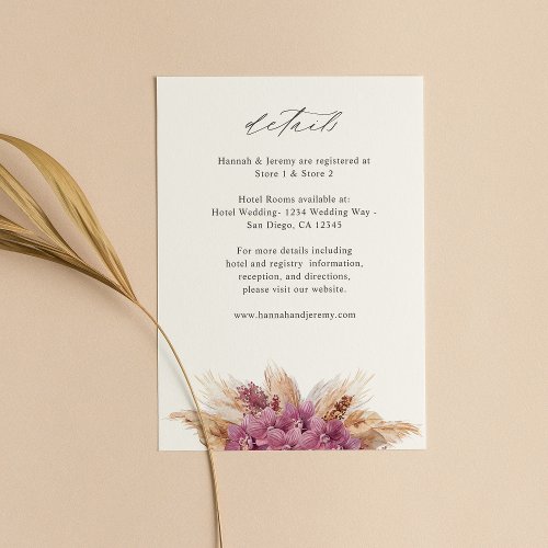 Purple Floral Boho Details 2 Enclosure Card