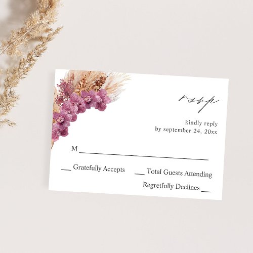 Purple Floral Boho no Meal RSVP