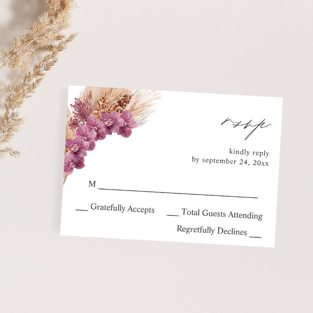 Purple Floral Boho no Meal RSVP (Creator Uploaded)