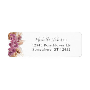 Purple Floral Boho Return Address Label