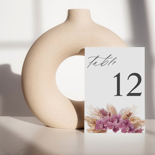 Purple Floral Boho Table Number