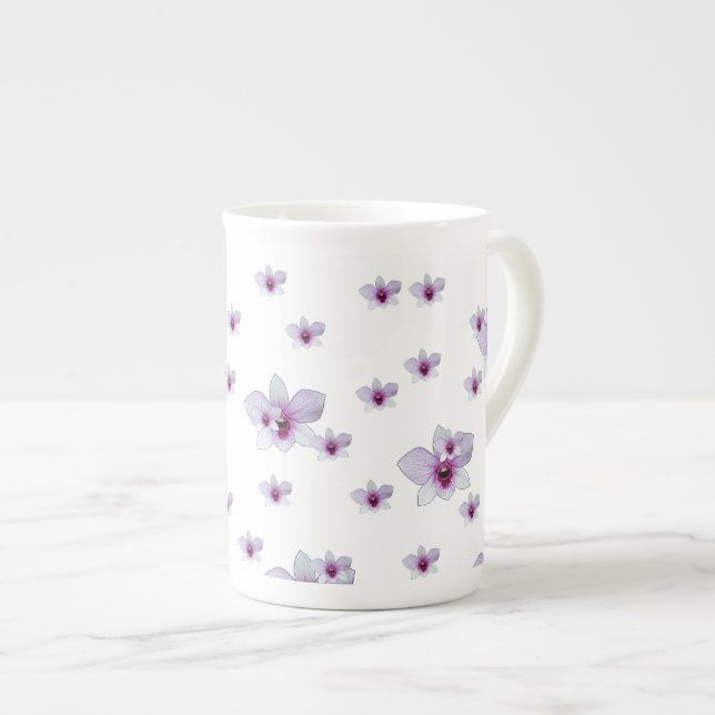 Purple Floral  Bone China Mug (Front Right)