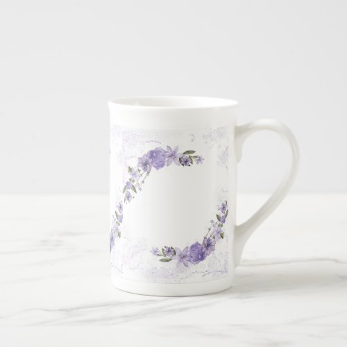 Purple Floral Bone China Mug