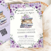 Purple Floral Books New Chapter Bridal Shower