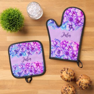 Purple floral borders -add name