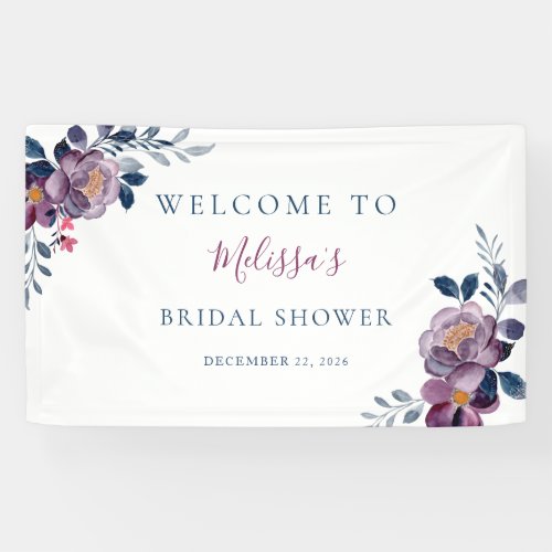 Purple Floral Botanical Bridal Shower Banner