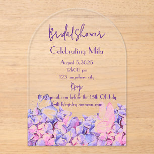 Purple floral botanical bridal shower invitation