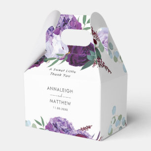 Purple Floral Botanical Wedding Favor Boxes
