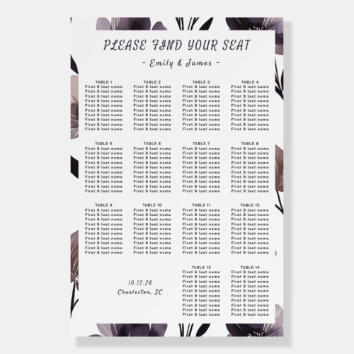 Purple Floral Botanical Wedding Foam Board