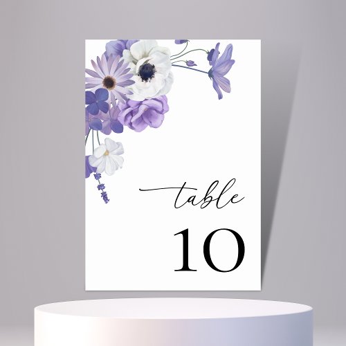 Purple Floral Botanical Wedding Table 10 Card