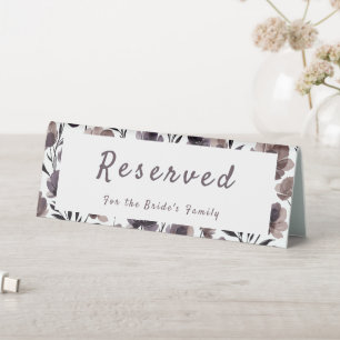 Purple Floral Botanical Wedding Table Tent