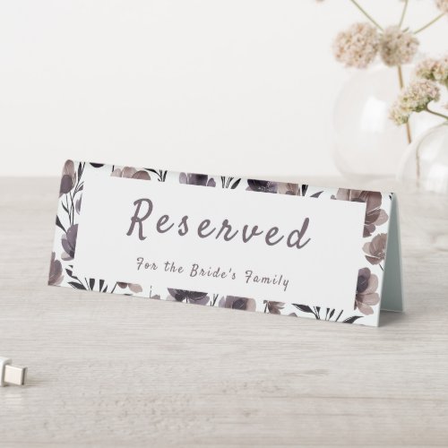 Purple Floral Botanical Wedding Table Tent