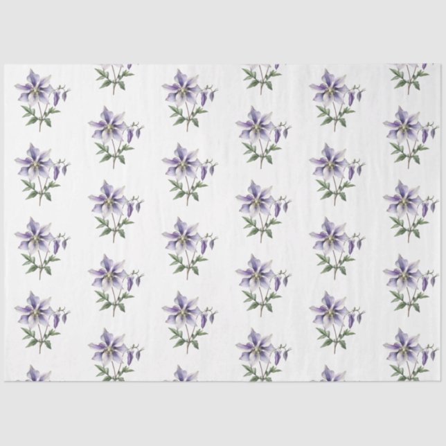 Purple Floral Botanical Wildflower  Tissue Paper (Front)