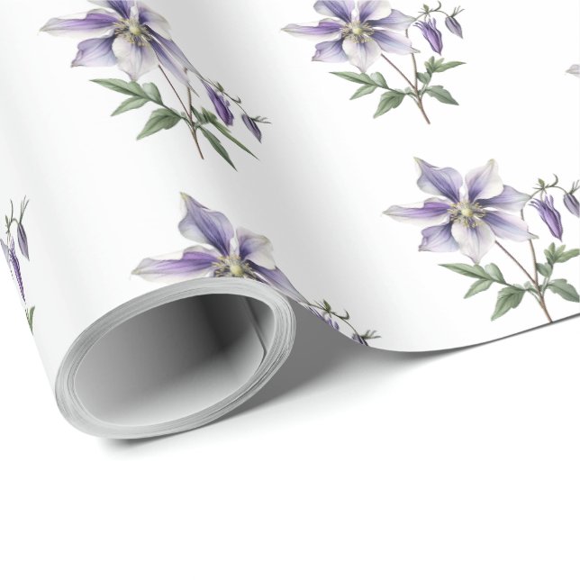 Purple Floral Botanical Wildflower  Wrapping Paper (Roll Corner)