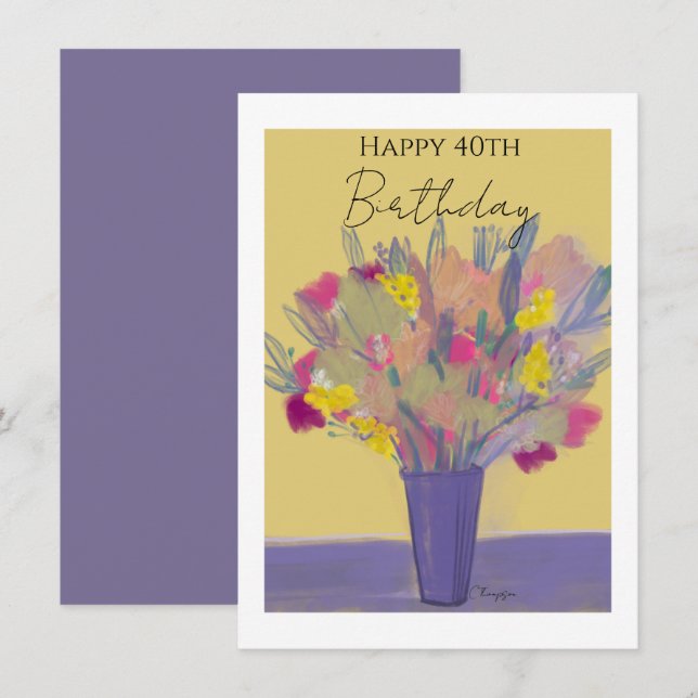 Purple Floral Bouquet Custom Year Birthday (Front/Back)