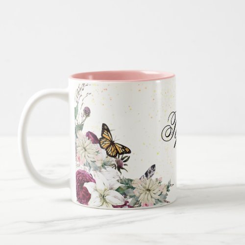 purple Floral bouquet in the blooming garden Two_Tone Coffee Mug
